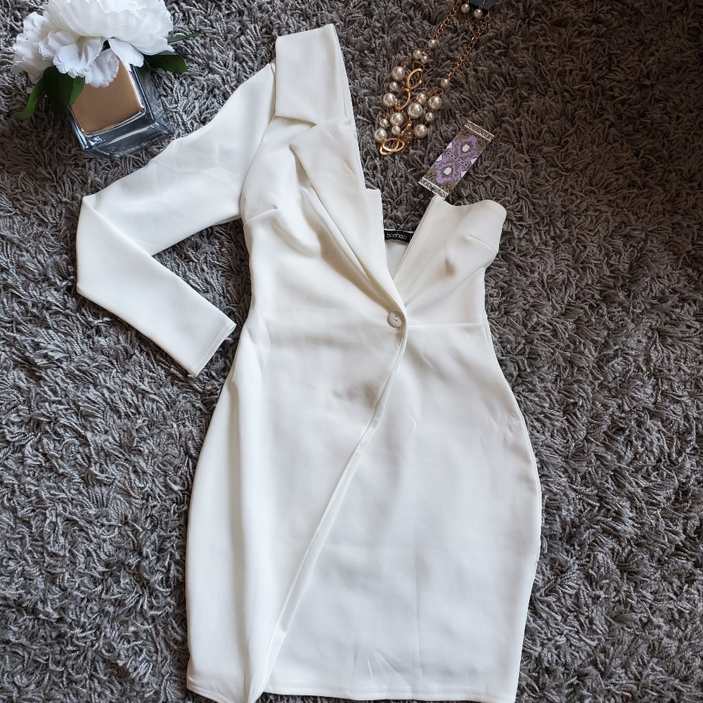 Blazer detail one sleeve mini dress